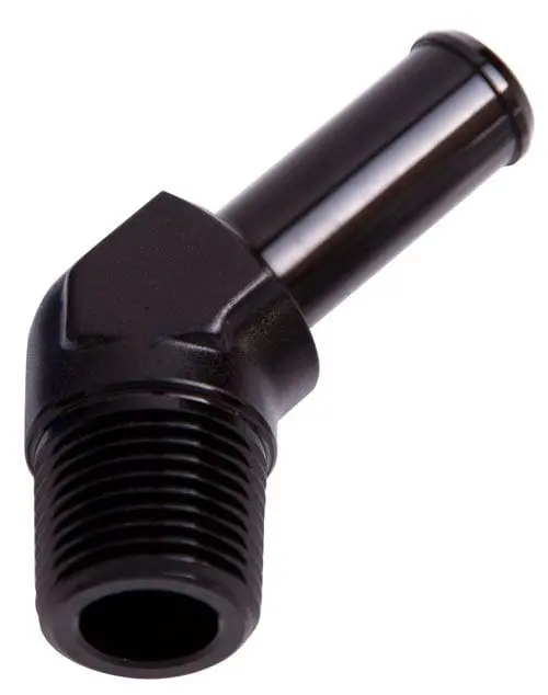 45° Male Npt To Barb Adapter – 1/4" Npt Inlet, 3/8" Hose Barb Outlet, Black Anodized (Af845-06Blk) 1