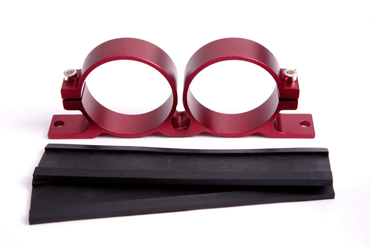 Bosch Dual Fuel Pump Mounting Bracket – Red-Anodized, Rigid Aluminum (Af64-2015R) 1